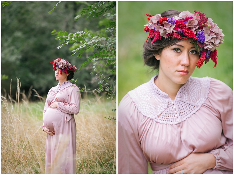 maternity, Beka Price Photography, field, flower crown, vintage