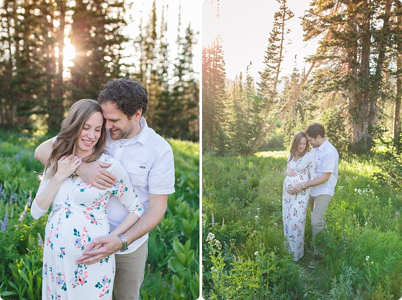 Albion Basin, wildflowers, Wasatch mountains, Summer time, sunset, golden hour, maternity session, maternity photographer