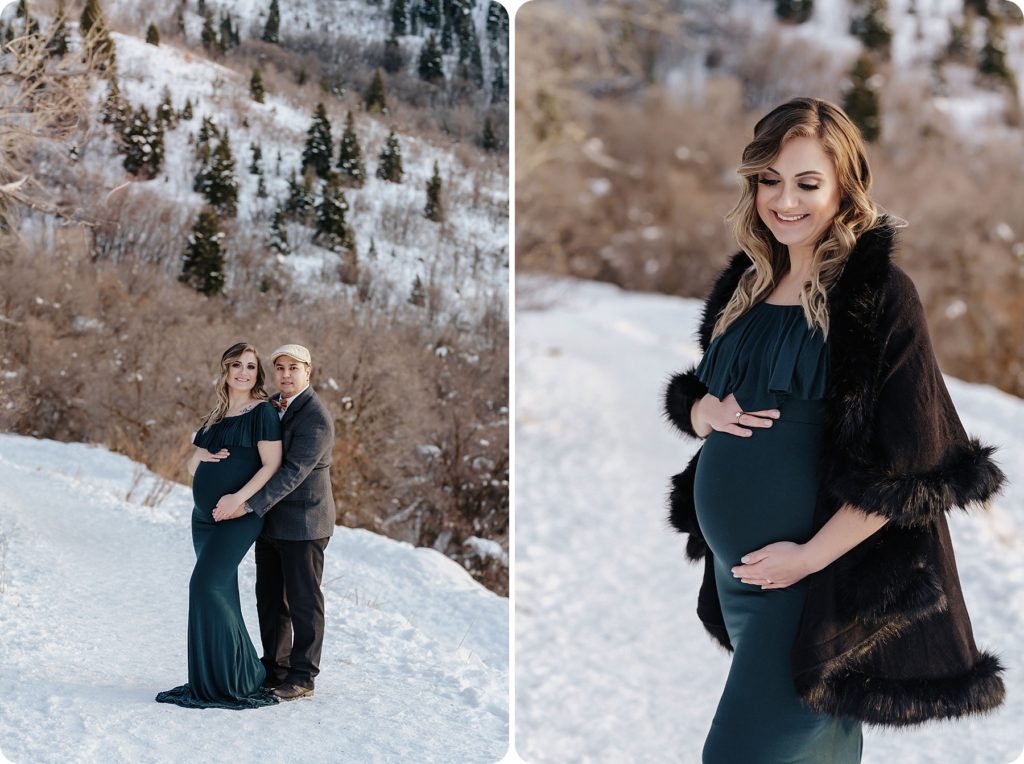 Holladay Utah maternity session in the snow with Beka Price Photography