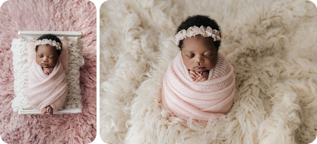 elegant newborn session with pinks and creams photographed by Beka Price Photography