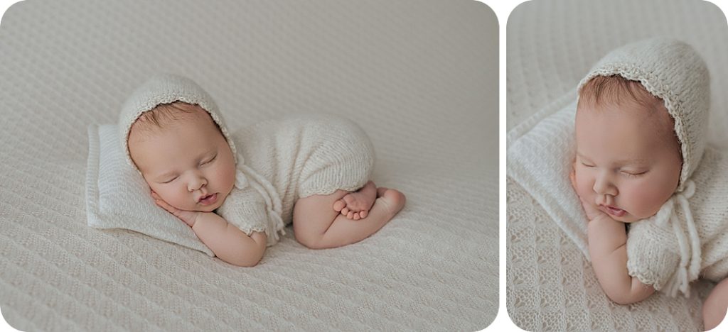 Beka Price Photography captures newborn session with baby in white cap