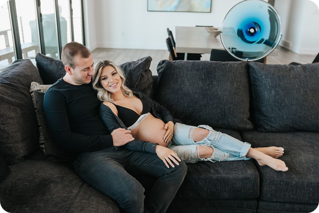 high fashion maternity portraits at home in Utah
