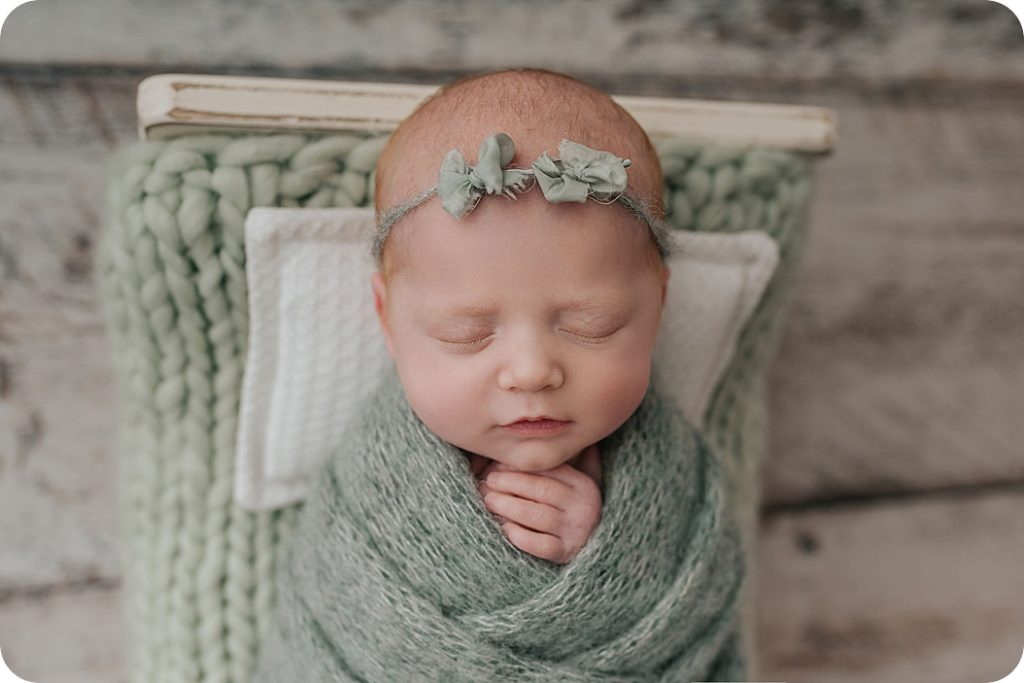 classic newborn portraits for baby girl in Utah newborn studio