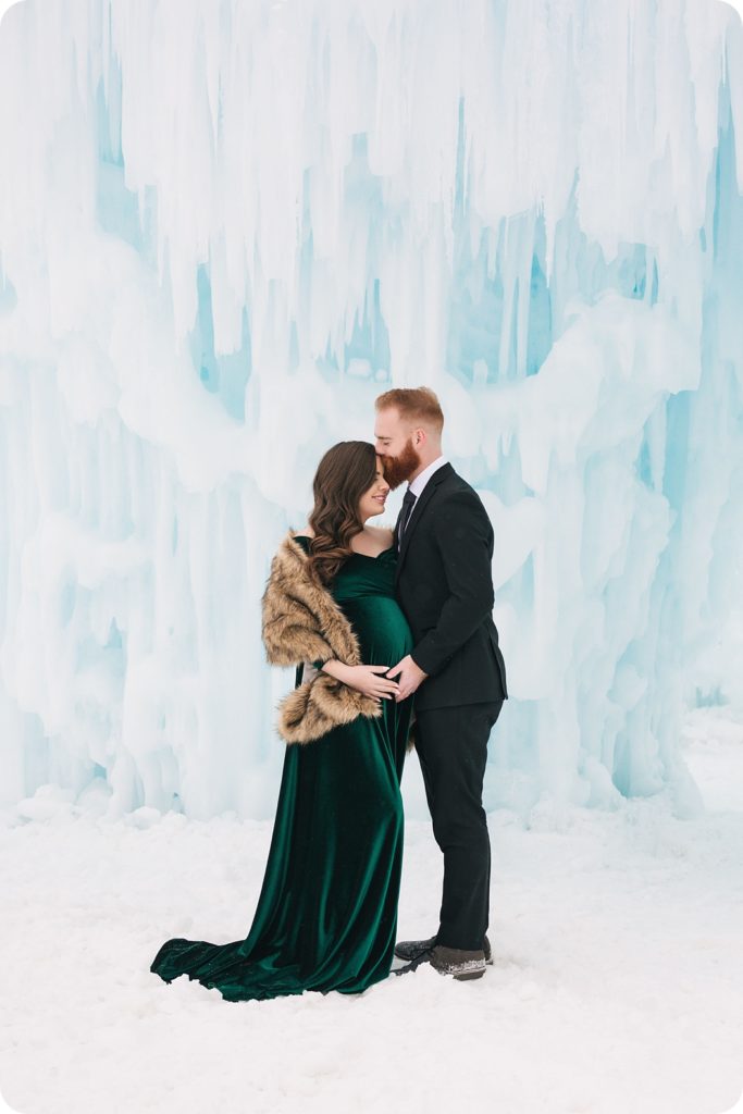 winter maternity session at Ice Castles