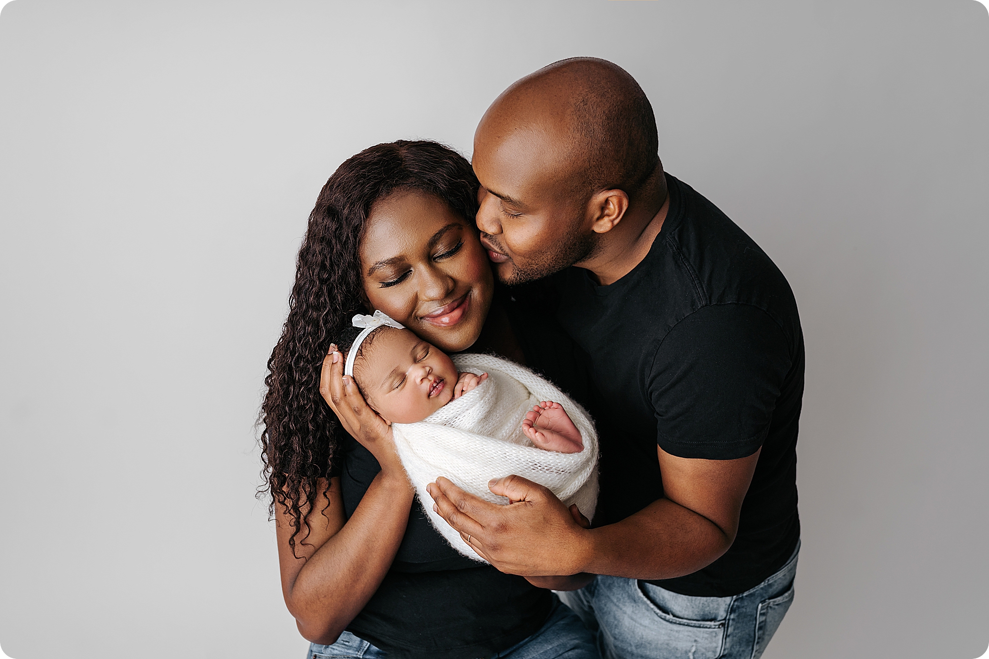 Timeless Studio Newborn Portraits with parents and baby girl
