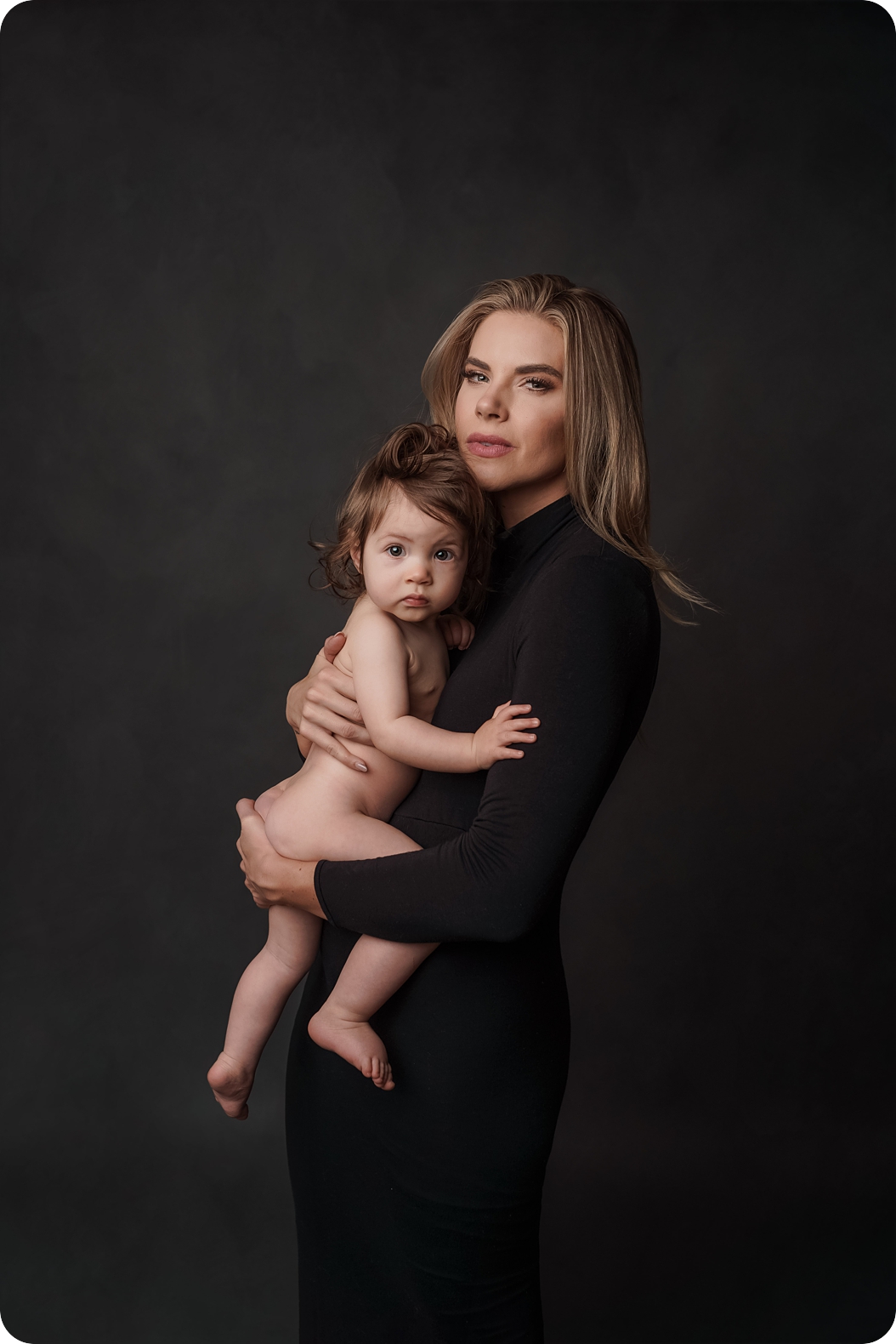 mom and daughter pose during Utah studio portraits