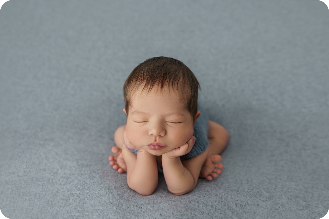 Utah newborn portraits of baby boy in froggy pose