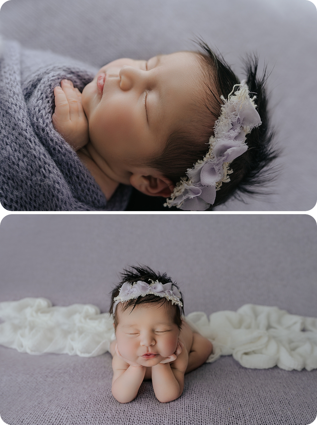 baby girl sleeps during Utah Newborn Session in Holladay Studio