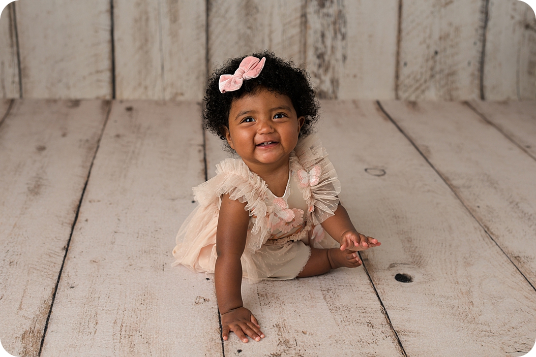 milestone portraits for baby girl in Utah studio