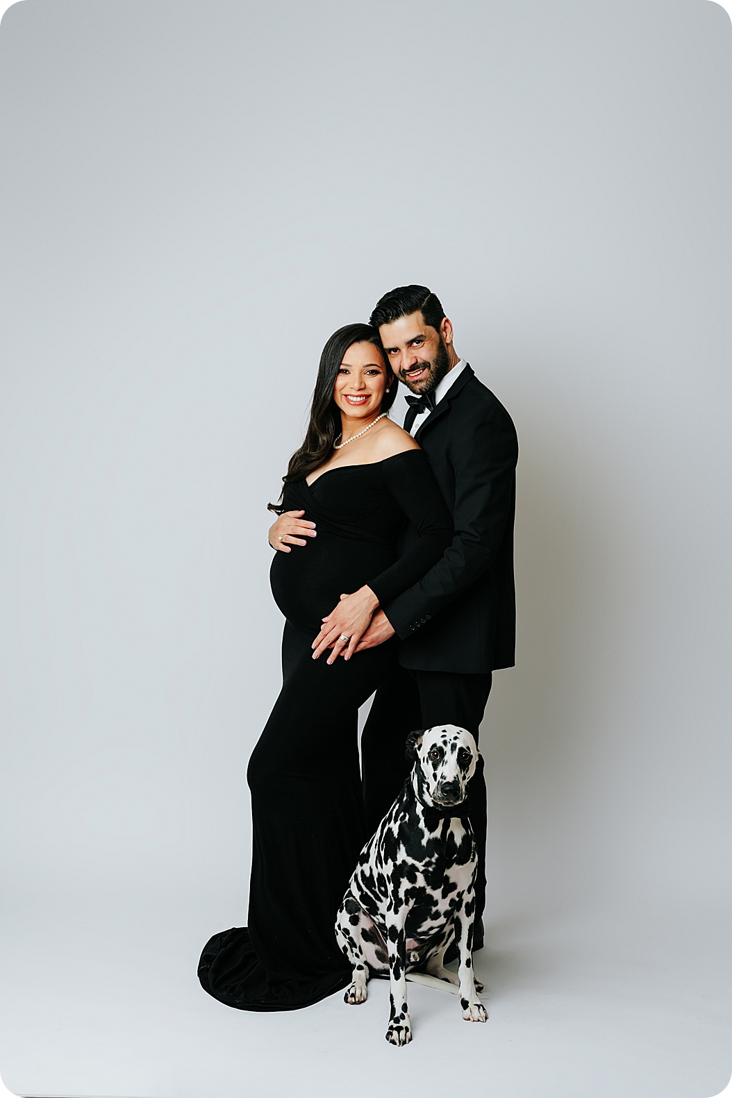 Classic Maternity Session with a Dog in Utah Studio | {Beka Price Photography | Utah Couture Maternity Photographer}
